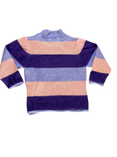 Load image into Gallery viewer, Girls Lilac Multi Large Stripe High Neck Tight Knitted Long Sleeve Jumper
