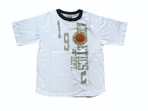 Boys White Nike Classic Attetics Print Cotton Shortsleeve Top