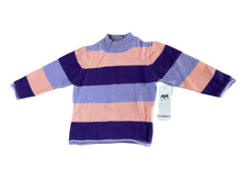 Load image into Gallery viewer, Girls Lilac Multi Large Stripe High Neck Tight Knitted Long Sleeve Jumper
