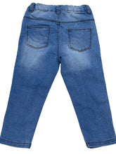 Load image into Gallery viewer, Girls Blue Wash Daisy Flowers Embroidered Elasticated Waist Jeans
