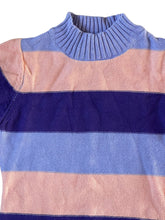 Load image into Gallery viewer, Girls Lilac Multi Large Stripe High Neck Tight Knitted Long Sleeve Jumper
