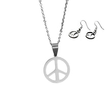 Load image into Gallery viewer, Ladies Tibetan Silver Peace Hook Dangling Earring &amp; Pendant Necklace
