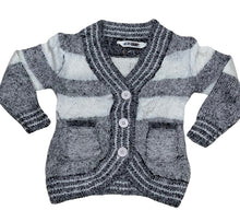 Load image into Gallery viewer, Girls Grey &amp; White Soft Knitted Fluffy Marl Button Down Cardigan
