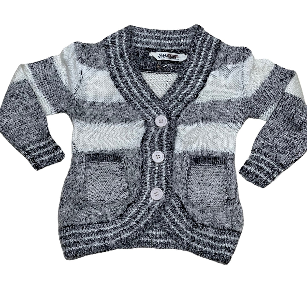 Girls Grey & White Soft Knitted Fluffy Marl Button Down Cardigan