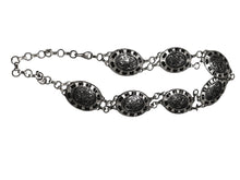 Load image into Gallery viewer, Ladies Silver Vintage Round Floral Middle Bar Interlink Chain Link Fashion Belts
