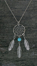 Load image into Gallery viewer, Ladies Silver Bohemia Dream Catcher Bead Feather Tassel Pendant Necklace
