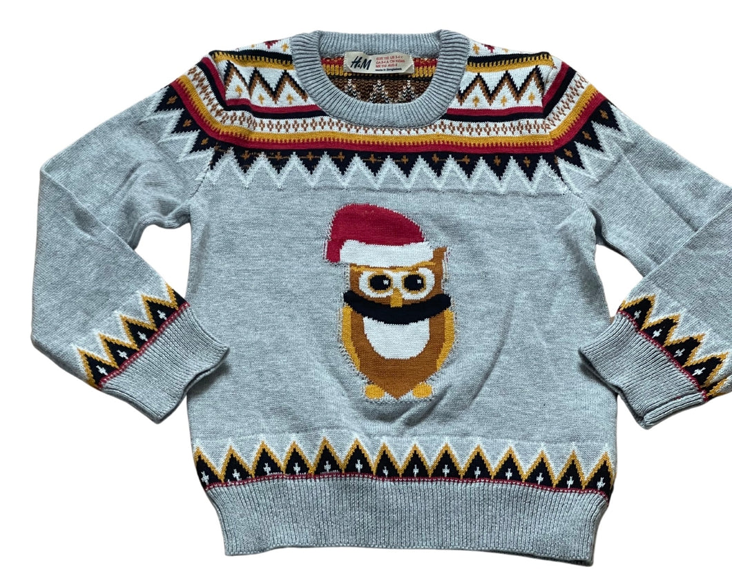 Girls Grey Fair Isle Patterned Christmas Soft Knitted Jumper