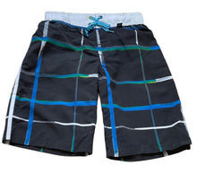 Load image into Gallery viewer, Boys Zero Xposur Black Check Bermuda Surf Swimming Shorts 8-20yrs
