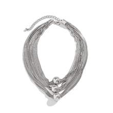 Load image into Gallery viewer, Ladies Silver Round Bead Chocker 3Tier Multilayer Party Necklace
