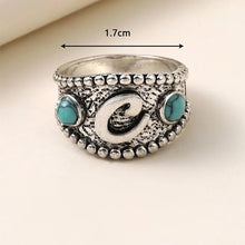 Load image into Gallery viewer, Ladies Silver Turquoise Beads Heart Pendant &amp; Ring Set
