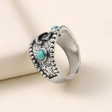 Load image into Gallery viewer, Ladies Silver Turquoise Beads Heart Pendant &amp; Ring Set
