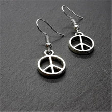 Load image into Gallery viewer, Ladies Tibetan Silver Peace Hook Dangling Earring &amp; Pendant Necklace
