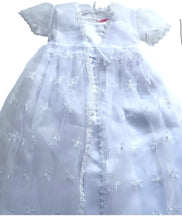 Load image into Gallery viewer, Baby Girls Toddlers Satin Mesh Embroidered Lace Baptism + Hood Christening Gown
