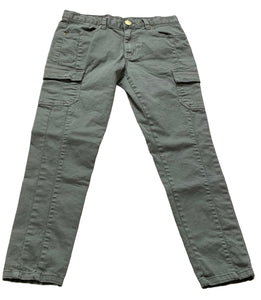 Boys Olive Cotton Rich Combat Cargo Casual Regular Fit Trousers