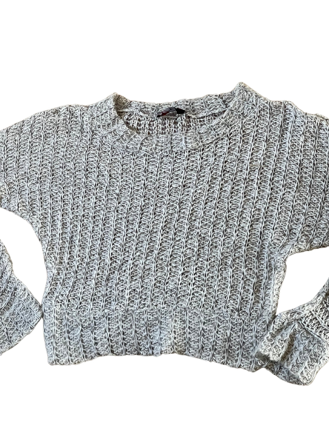 Girls Light Grey Soft Knit Longsleeve Turn up Sleeve Jumpers