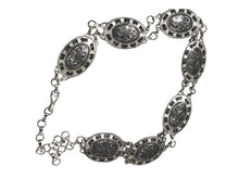 Load image into Gallery viewer, Ladies Silver Vintage Round Floral Middle Bar Interlink Chain Link Fashion Belts
