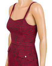 Load image into Gallery viewer, Ladies Red Dogtooth Print Sleeveless Pinafore Mini Dress
