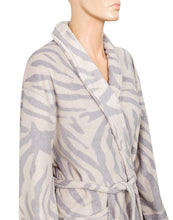 Load image into Gallery viewer, Womens Luxury Soft Fleece Grey Zebra Print Hooded Dressing Gown
