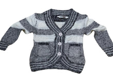 Load image into Gallery viewer, Girls Grey &amp; White Soft Knitted Fluffy Marl Button Down Cardigan
