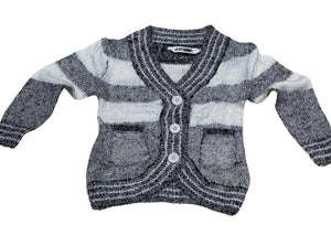 Girls Grey & White Soft Knitted Fluffy Marl Button Down Cardigan