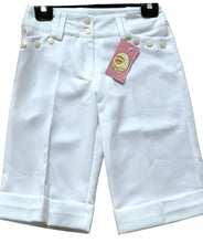 Load image into Gallery viewer, Girls White Capri Bermuda Turn Up Hem Stretchy Summer Shorts
