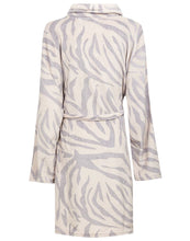 Load image into Gallery viewer, Womens Luxury Soft Fleece Grey Zebra Print Hooded Dressing Gown
