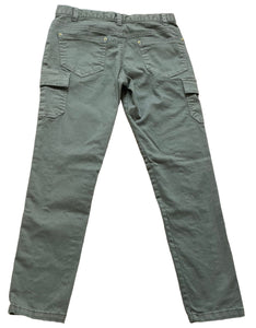 Boys Olive Cotton Rich Combat Cargo Casual Regular Fit Trousers