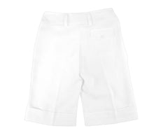 Load image into Gallery viewer, Girls White Capri Bermuda Turn Up Hem Stretchy Summer Shorts
