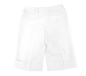 Girls White Capri Bermuda Turn Up Hem Stretchy Summer Shorts