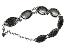 Load image into Gallery viewer, Ladies Silver Vintage Round Floral Middle Bar Interlink Chain Link Fashion Belts
