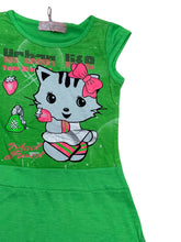 Load image into Gallery viewer, Girls Lime Green Kitty Cap Sleeve Top &amp; Leggings Sets
