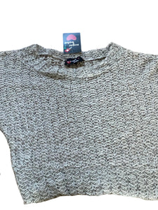 Girls Light Grey Soft Knit Longsleeve Turn up Sleeve Jumpers