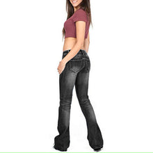 Load image into Gallery viewer, Ladies Low Waist Wash Crinkle Effects Stretchy Cotton Rich Bootcut Womens Jeans
