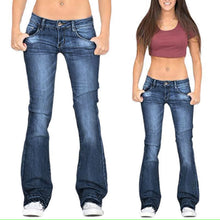 Load image into Gallery viewer, Ladies Low Waist Wash Crinkle Effects Stretchy Cotton Rich Bootcut Womens Jeans
