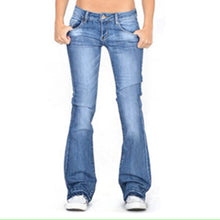 Load image into Gallery viewer, Ladies Low Waist Wash Crinkle Effects Stretchy Cotton Rich Bootcut Womens Jeans
