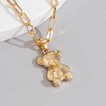 Load image into Gallery viewer, Gold Plated Cute Bear Pendant Clavicle Link Chain Necklace
