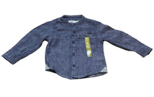 Load image into Gallery viewer, Boys Toddlers Navy Cotton Stand Collar Button Long Sleeve Shirts
