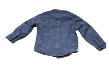 Load image into Gallery viewer, Boys Toddlers Navy Cotton Stand Collar Button Long Sleeve Shirts
