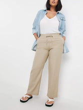 Load image into Gallery viewer, Ladies Capsule Stone Wide Leg Linen Blend Back Elasticated Waist Trousers
