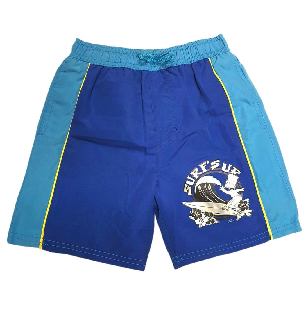 Boys The Simpson Navy & Blue Surf's Up Swimming Shorts