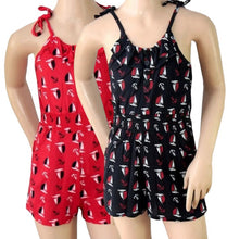 Load image into Gallery viewer, Girls Funky Diva Navy &amp; Red Sailor Print Strappy Playsuit
