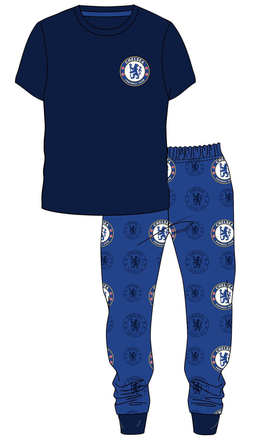 Mens Chelsea FC Football Cotton Pyjamas Top Bottom Loungewear