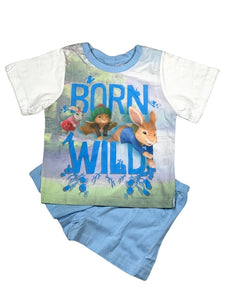 Boys Official Peter Rabbit Blue Shorts Summer Pyjamas Set