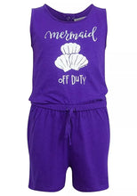 Load image into Gallery viewer, Girls Minoti Purple Mermaid off Duty Print Elasticated Waist Sleeveless Playsuit
