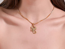 Load image into Gallery viewer, Unisex Gold Crawling Scorpion Pendant Thick Link Chain Necklace
