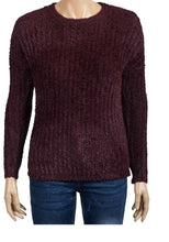 Load image into Gallery viewer, Ladies  Aubergine Soft Stretchy Chenille Knitted Ribbed Jumper
