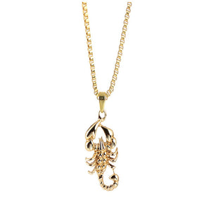 Unisex Gold Crawling Scorpion Pendant Thick Link Chain Necklace