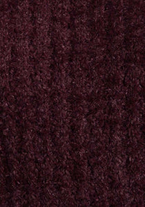 Ladies  Aubergine Soft Stretchy Chenille Knitted Ribbed Jumper