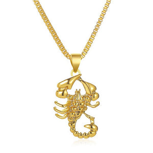 Unisex Gold Crawling Scorpion Pendant Thick Link Chain Necklace