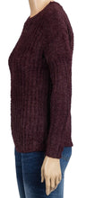 Load image into Gallery viewer, Ladies  Aubergine Soft Stretchy Chenille Knitted Ribbed Jumper
